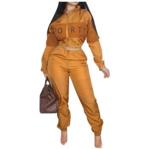 Women's 2 pcs Letter Print Drawstring Outfit by Mersariphy